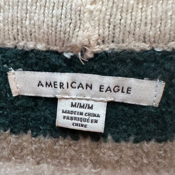 American Eagle Sweater Multicolor Striped Cropped Crew Neck Cozy Boho Size M - Picture 6 of 7